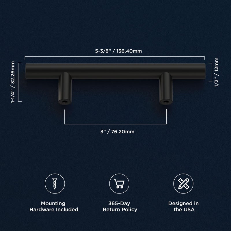 Hickory Hardware 10 Pack Kitchen Cabinet Handles, Drawer Pulls for Doors & Dresser Drawers, Hardware for Bathroom, 3 Inch Hole Center, Matte Black, Heritage Collection - Image 4
